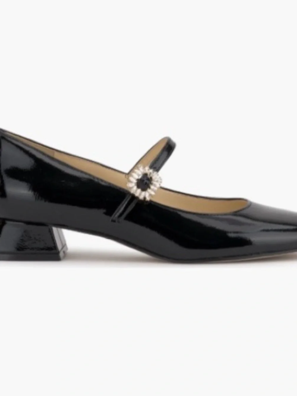 Jessica Simpson Black Patent Mary Jane Pumps with Jeweled Buckle Size 8.5